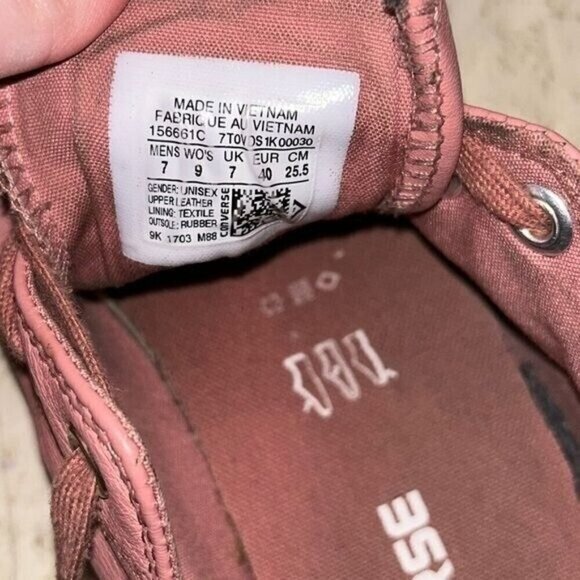 Converse All Star Pink Leather Lace Up Causal Unisex Sneakers women 9 mens 7 - Picture 7 of 7